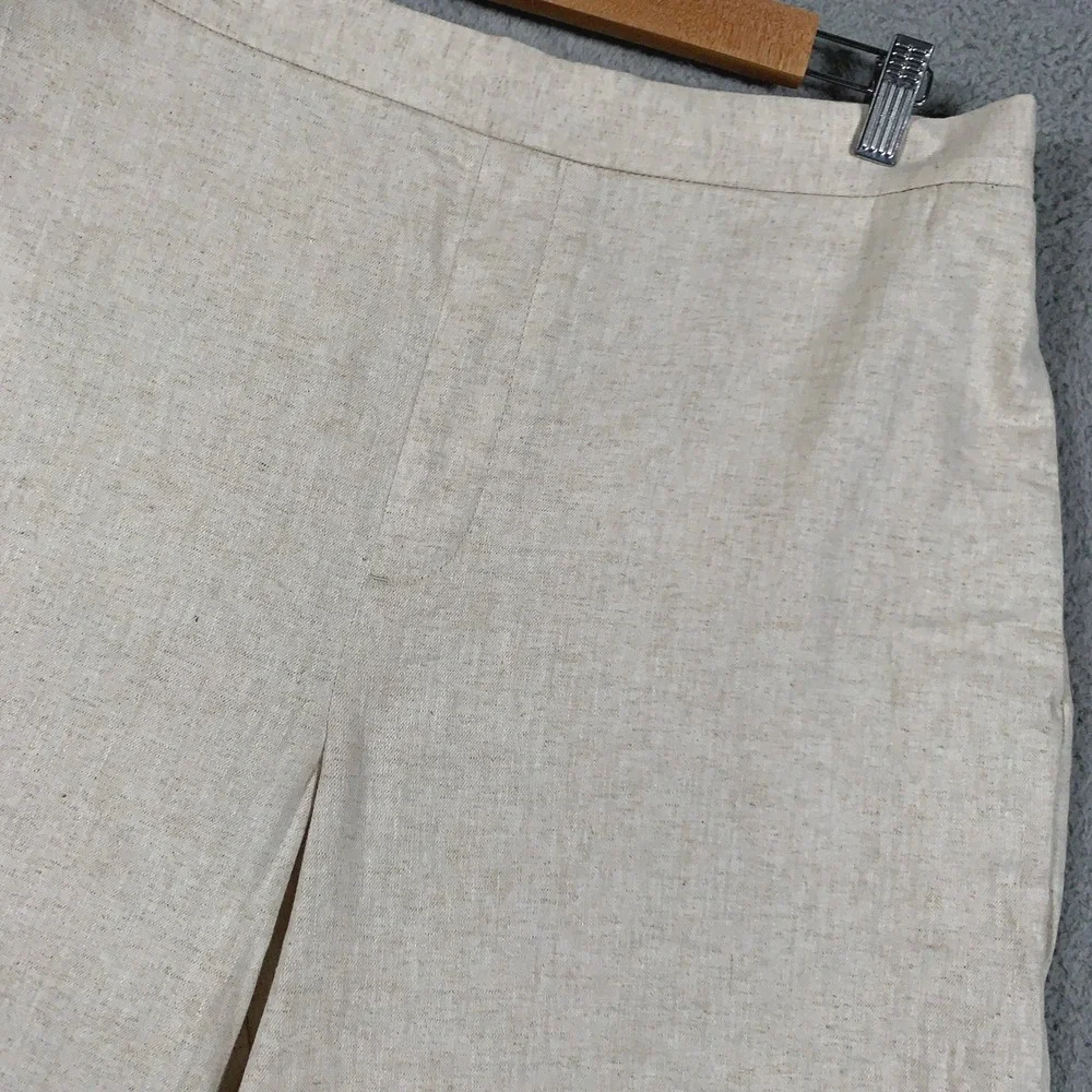 Banana Republic Linen Blend Wide-Leg Crop Pant Women's Large L High Rise Flax